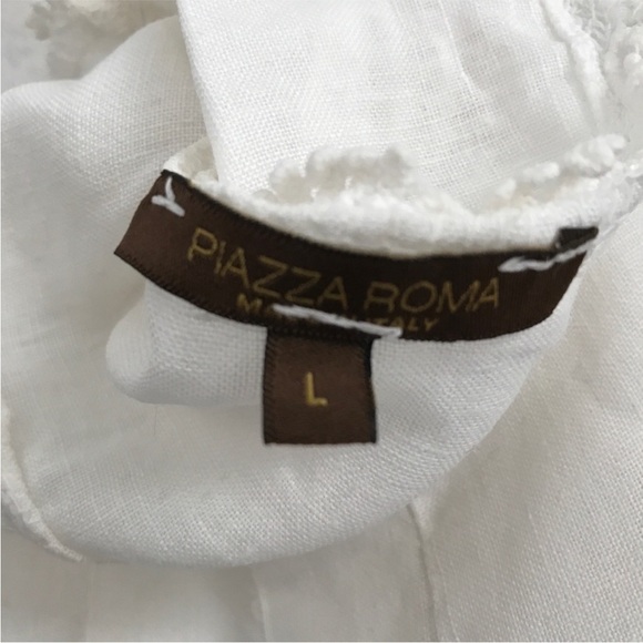 OIAZZA ROMA WOMENS DRESS WHITE 100% LINEN LONG SLEEVES LARGE - Picture 8 of 11